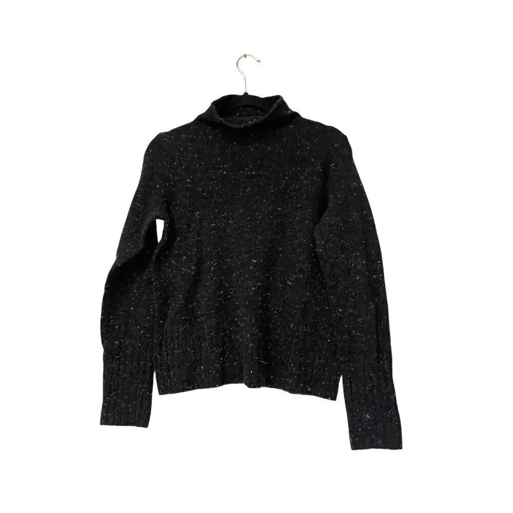 Madewell Womens Turtleneck Sweater Small S Dark Gray Speckle Knit Pullover euc